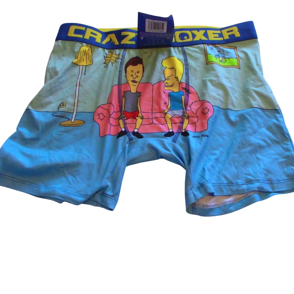 Crazy Boxer Beavis and Butt-Head Mens Boxer Briefs Blue Couch Graphic Size L NEW
